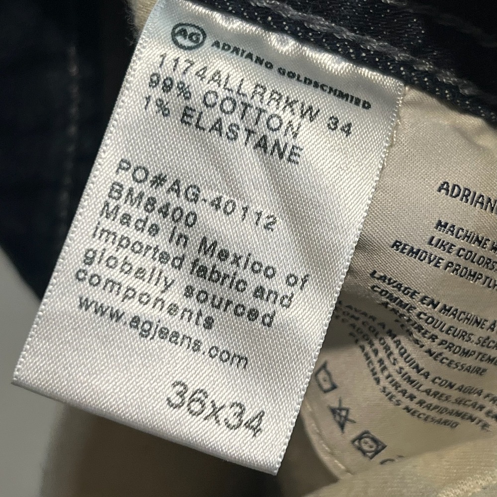 AG Jean Indigo Men 36x34 Stretch Dark Wash Straight Leg Y2K Skate Minimalist4710 - Picture 5 of 12